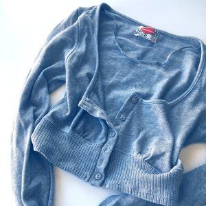 Grey cropped long-sleeve cardigan (Zara)